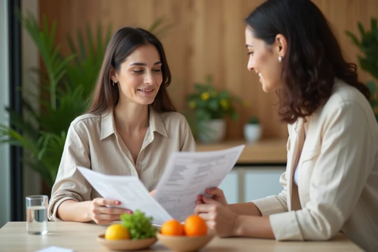 Femme consultant une nutritionniste Naturhouse lors d'un rendez-vous pour le pack 3 semaines minceur